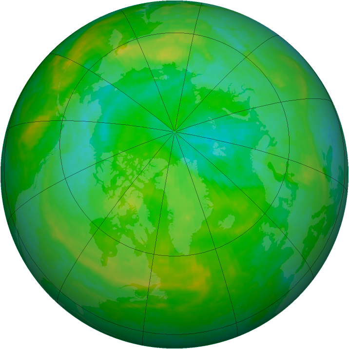 Arctic ozone map for 21 July 1990